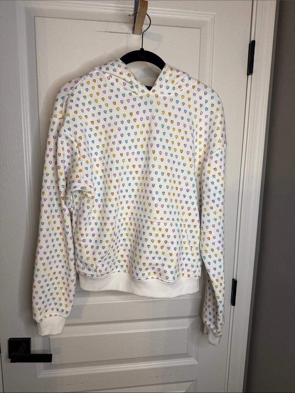 Roller Rabbit White Hoodie with Rainbow Heart Print